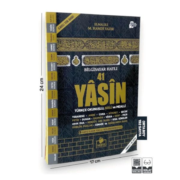 Kabe Model Yasini Şerif Türkçe Okunuşlu ve Mealli Orta Boy 192 Sayfa